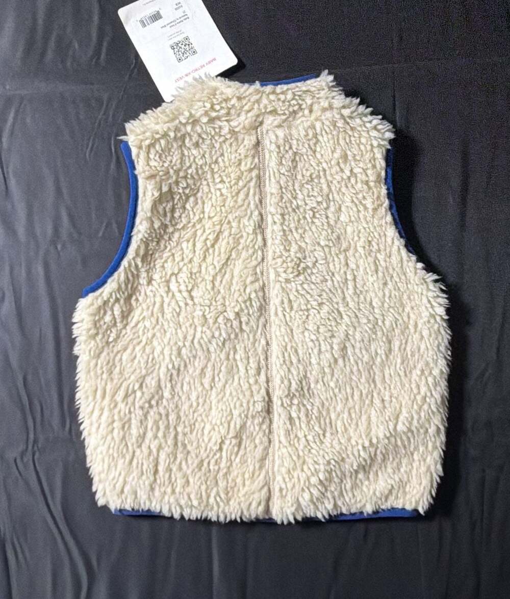 Patagonia Baby Retro-X Fleece Vest, Natural with Channel Blue, Size 2T - Picture 8 of 8